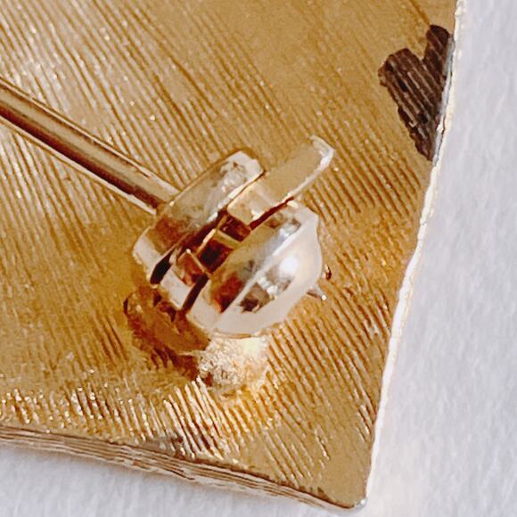 VTG Signed Pastelli Gold Tone Leaf Brooch Mid Century Modernist Pin 60s Jewelry - Picture 8 of 10